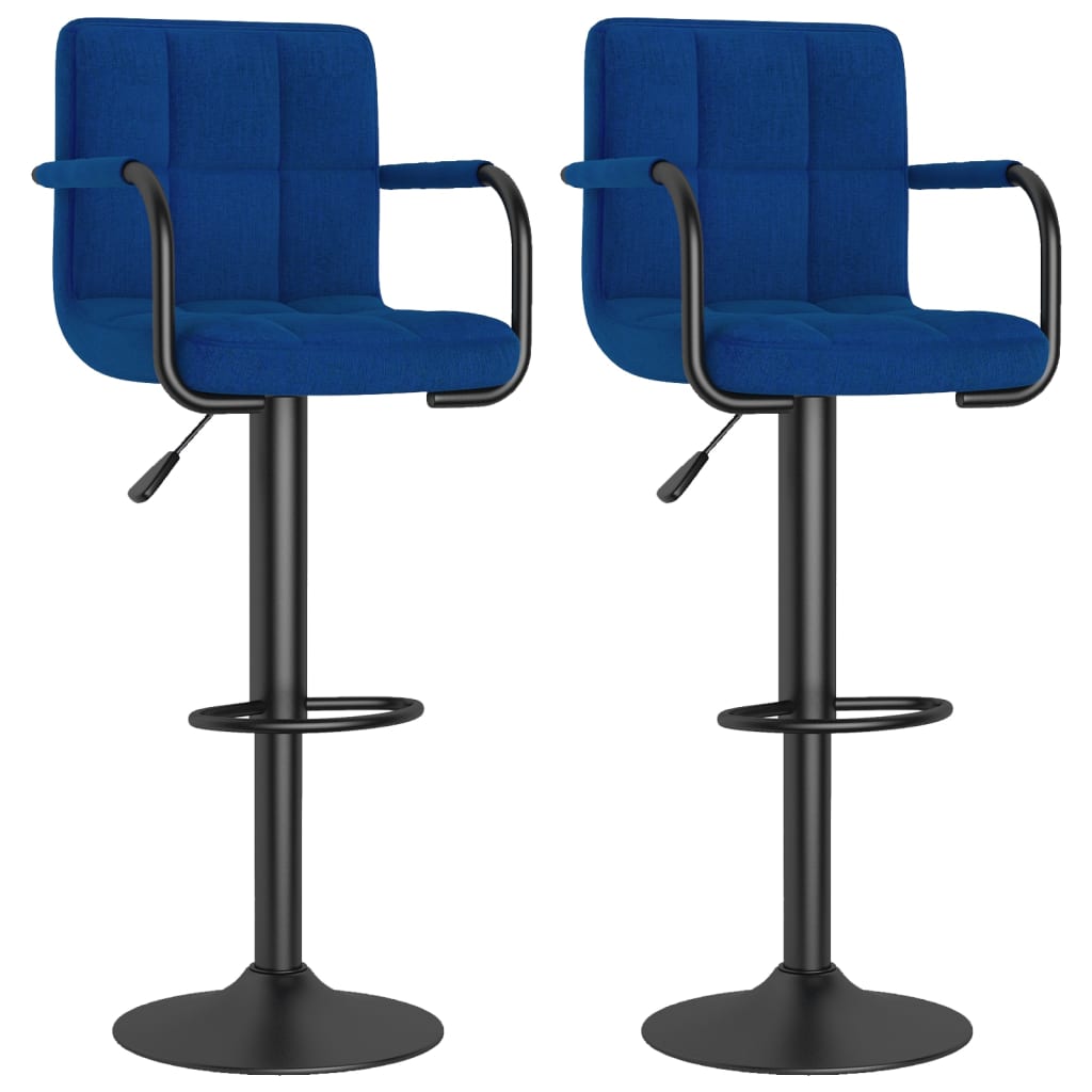 Bar stools, 2 pcs., blue, fabric