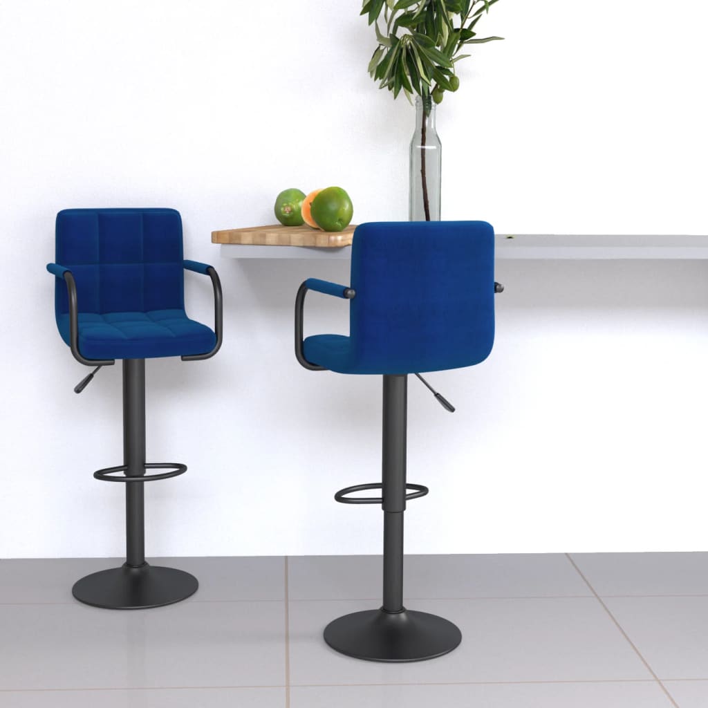 Bar stools, 2 pcs., blue, fabric