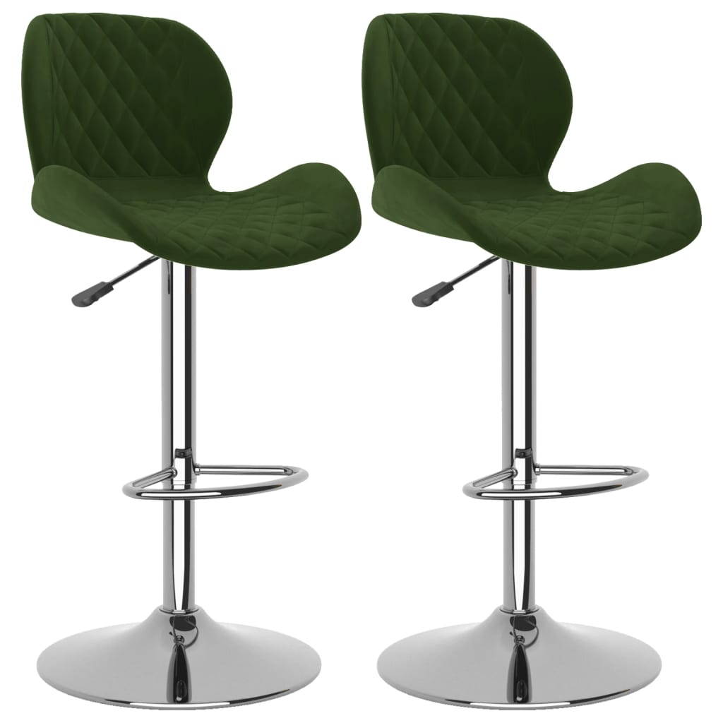 Bar stools, 2 pcs., dark green, velvet