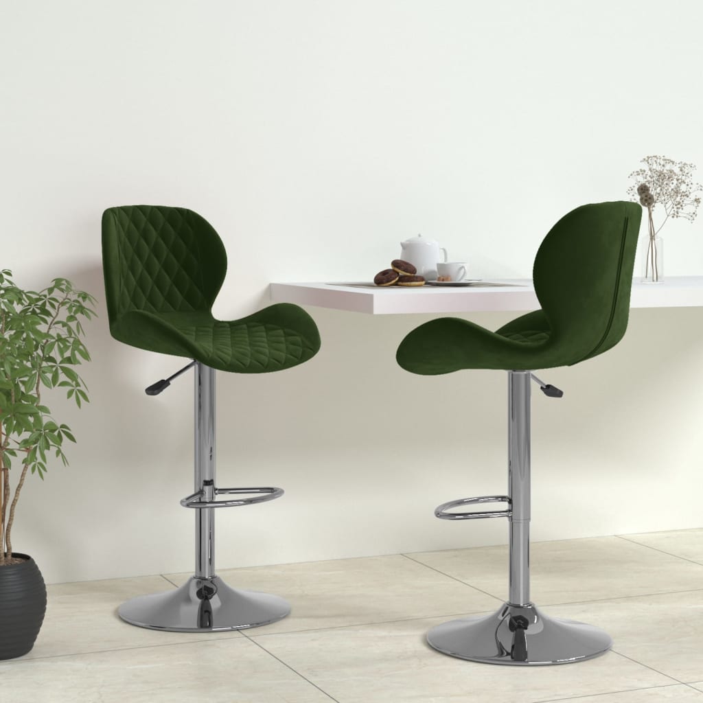 Bar stools, 2 pcs., dark green, velvet