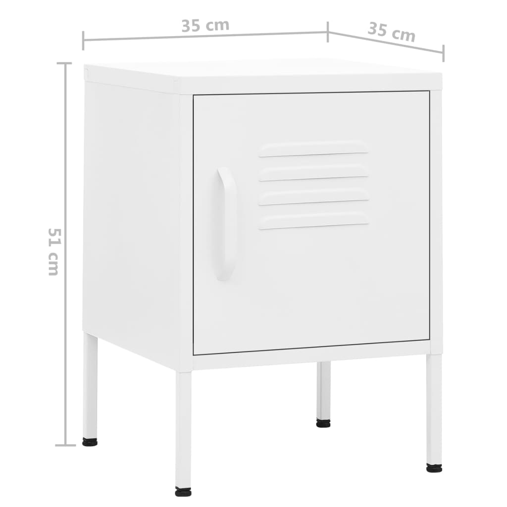 Bedside table, white, 35x35x51 cm, steel