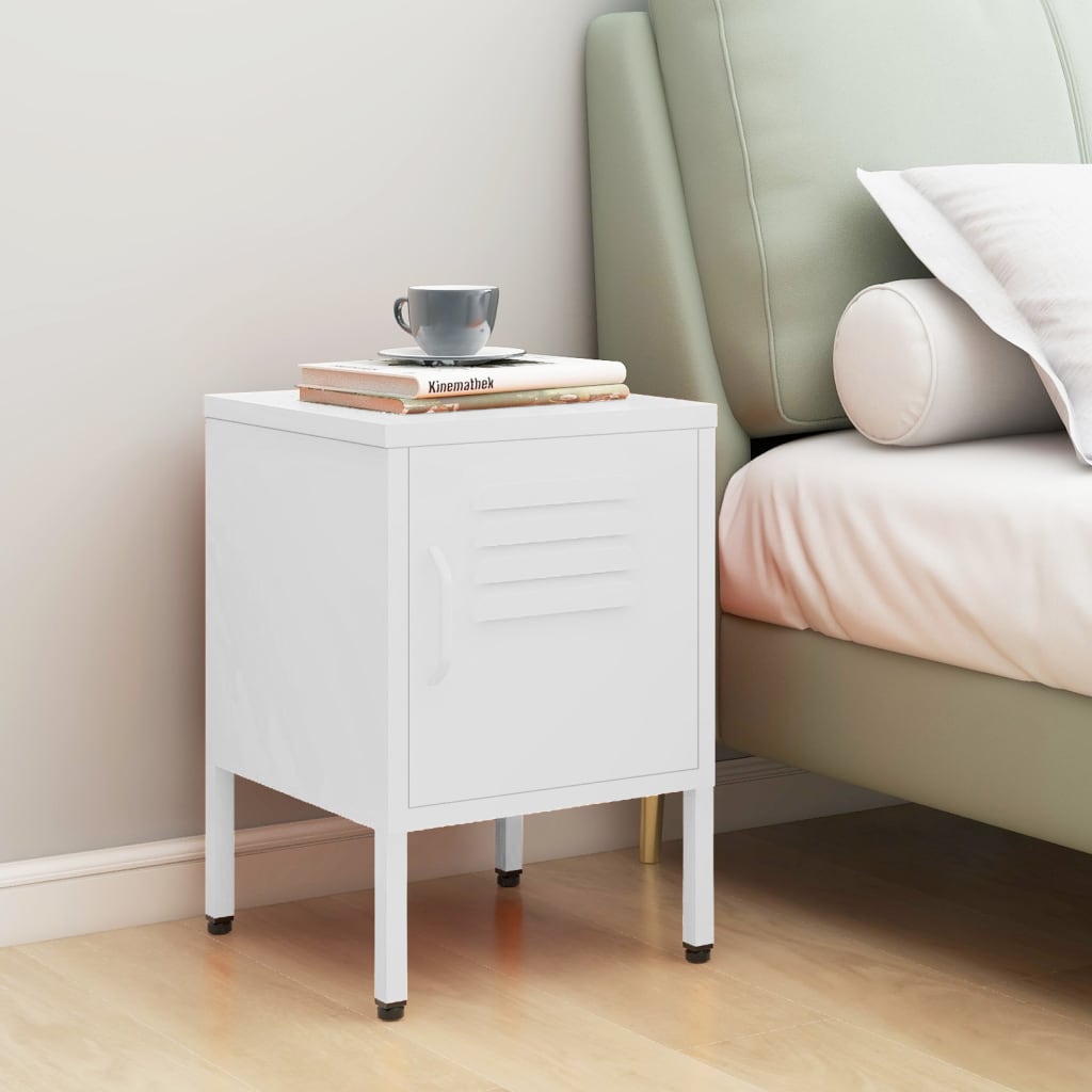 Bedside table, white, 35x35x51 cm, steel