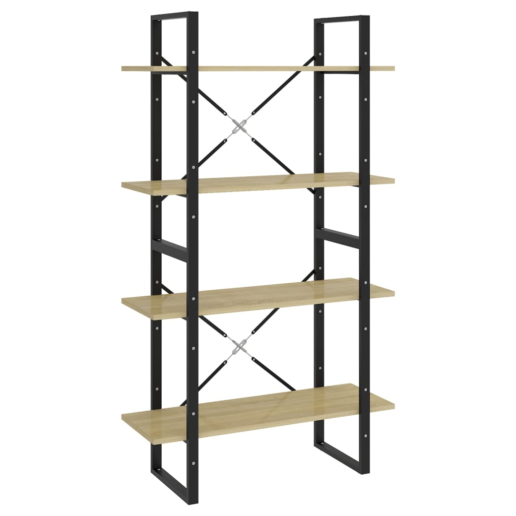 Bookcase 4 shelves sonoma oak 80x30x140 cm processed wood