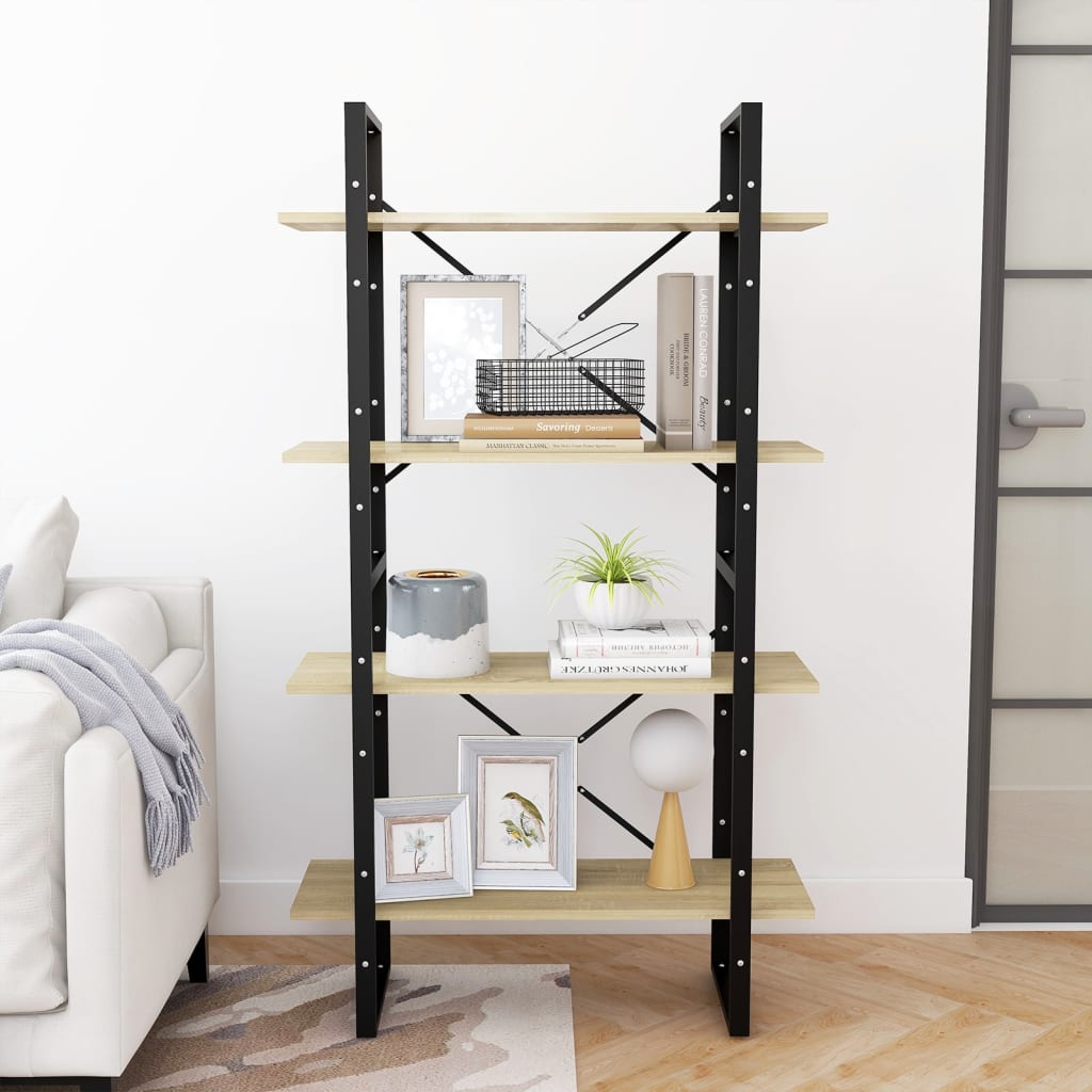 Bookcase 4 shelves sonoma oak 80x30x140 cm processed wood