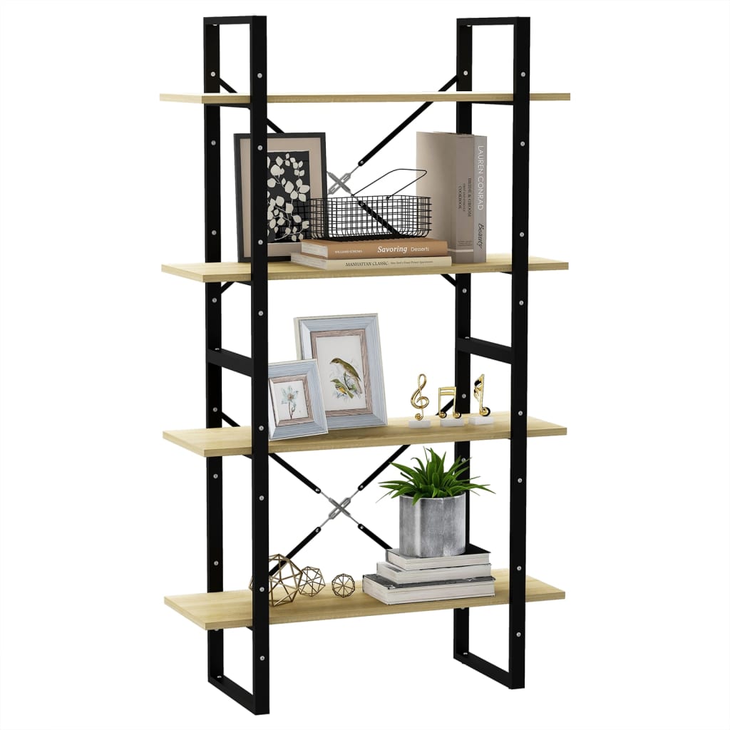 Bookcase 4 shelves sonoma oak 80x30x140 cm processed wood