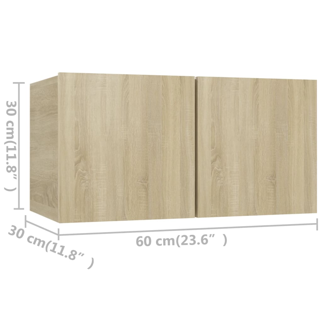 TV cabinet set, 3 pieces, sonoma oak, engineered wood