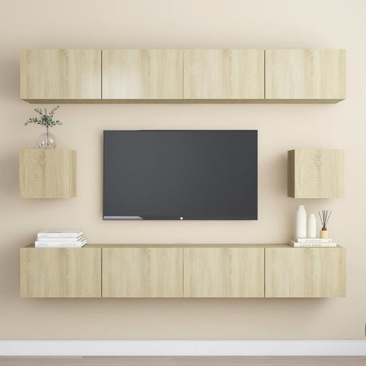 TV cabinet set, 6 pieces, sonoma oak, engineered wood