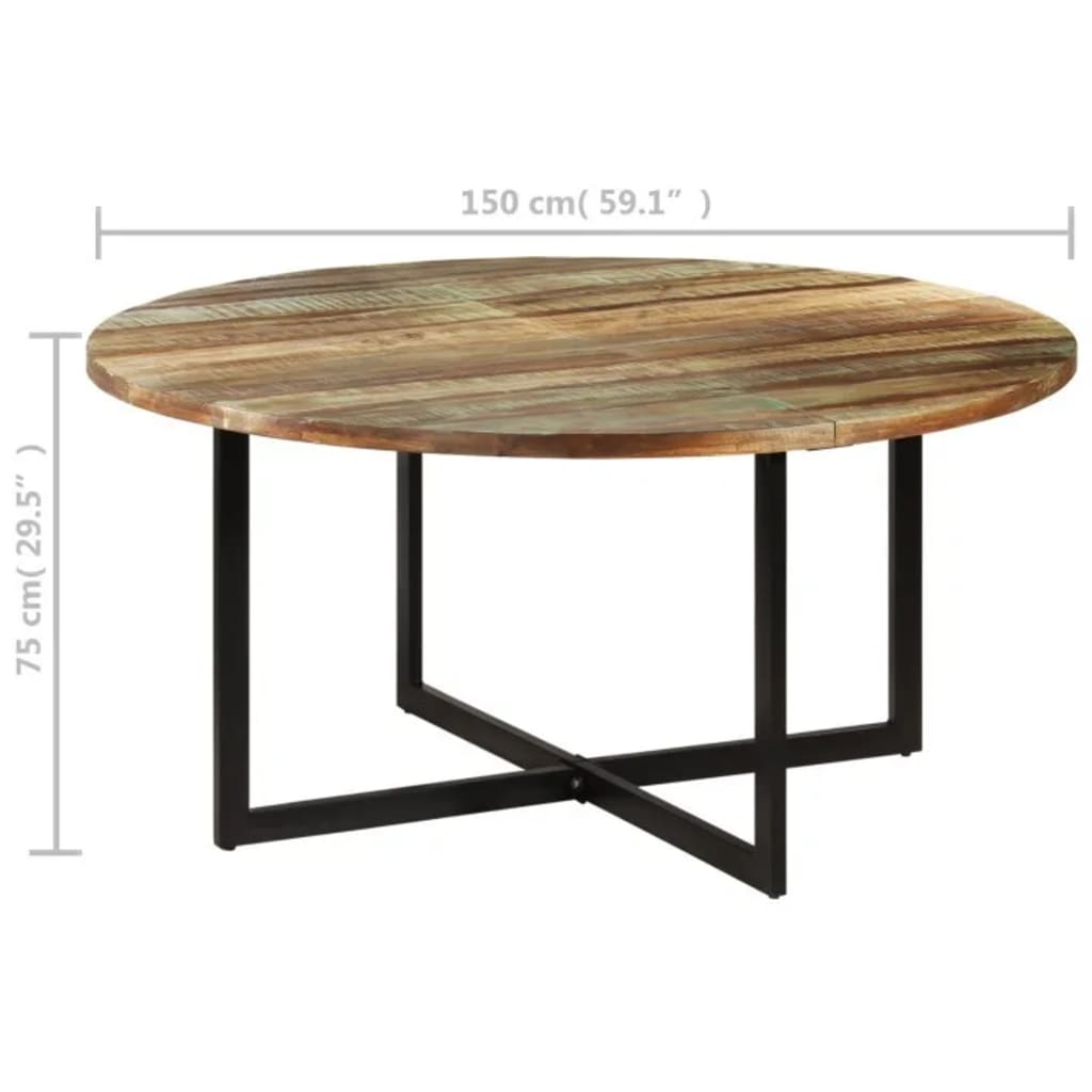 Kitchen table, 150x75 cm, solid recycled wood