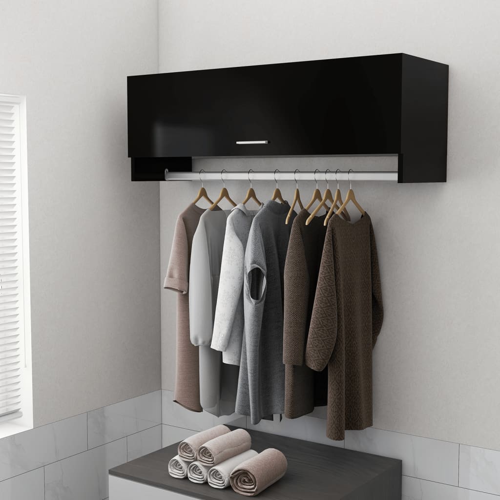 Wardrobe, black, 100x32.5x35 cm, chipboard