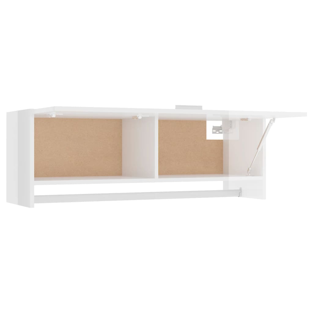 Wardrobe, high-gloss white, 100x32.5x35 cm, chipboard