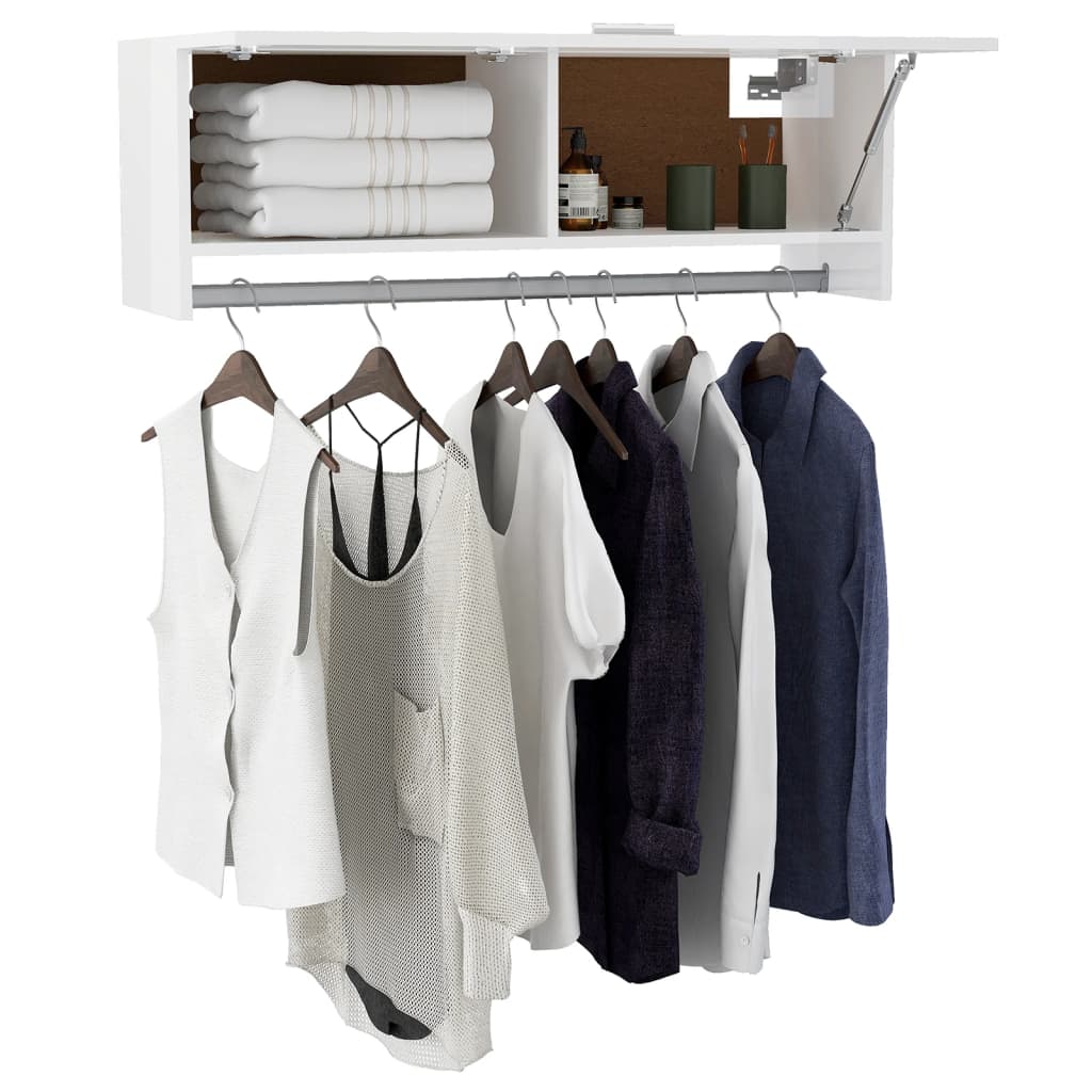 Wardrobe, high-gloss white, 100x32.5x35 cm, chipboard