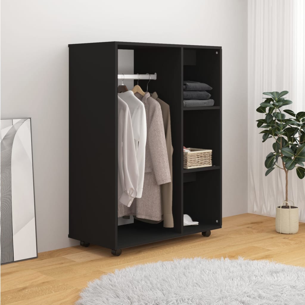 Wardrobe, black, 80x40x110 cm, chipboard