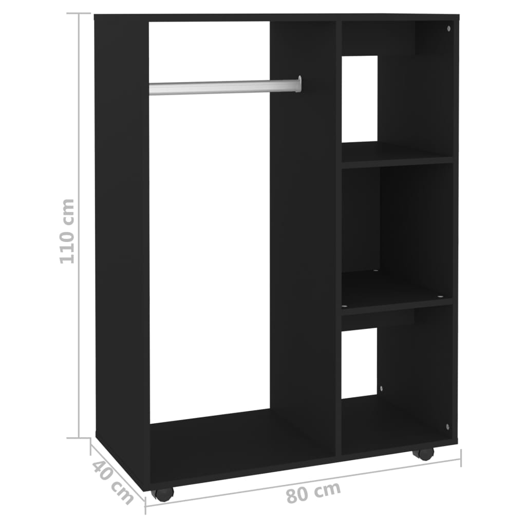 Wardrobe, black, 80x40x110 cm, chipboard