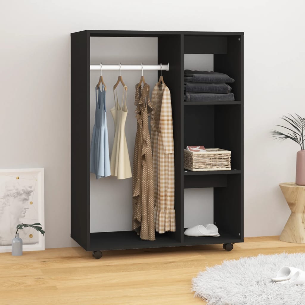 Wardrobe, black, 80x40x110 cm, chipboard