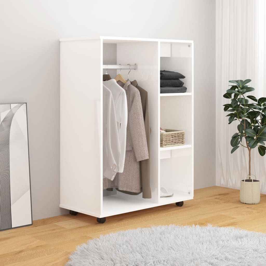 Wardrobe, high-gloss white, 80x40x110 cm, chipboard