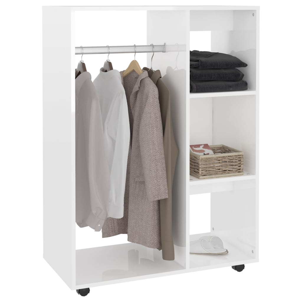 Wardrobe, high-gloss white, 80x40x110 cm, chipboard