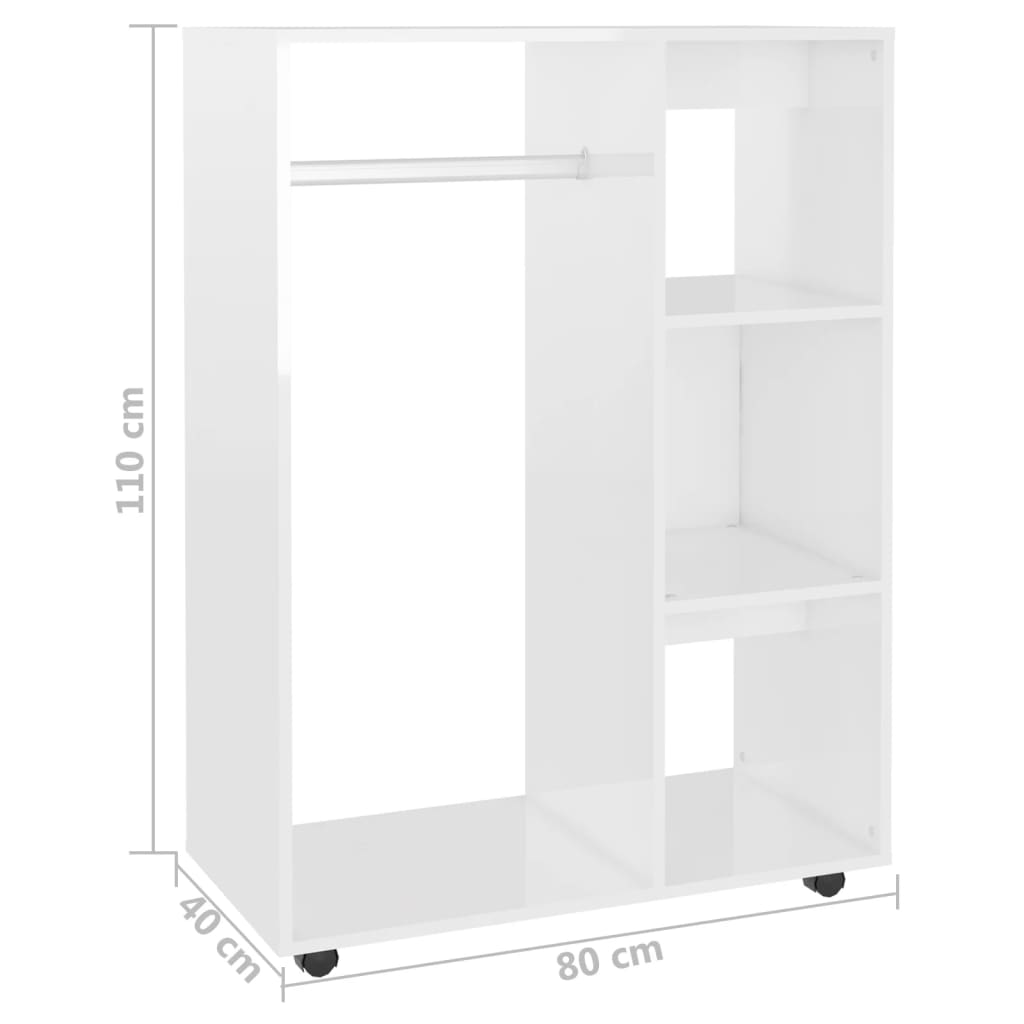 Wardrobe, high-gloss white, 80x40x110 cm, chipboard