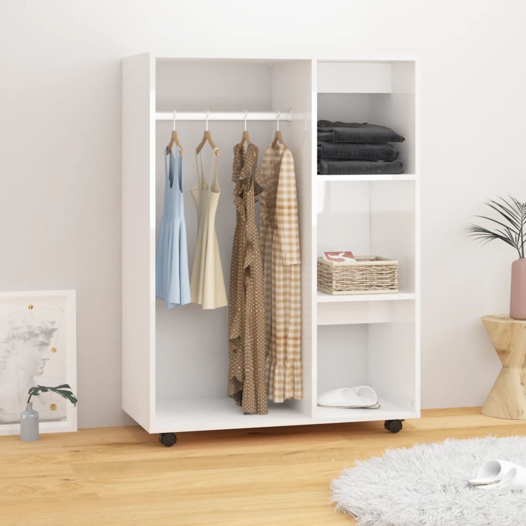 Wardrobe, high-gloss white, 80x40x110 cm, chipboard