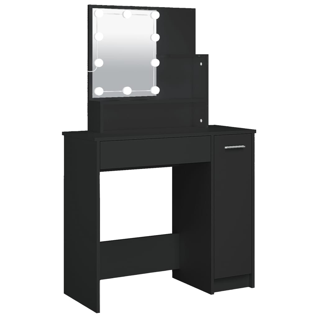 LED dressing table, black, 86.5x35x136 cm