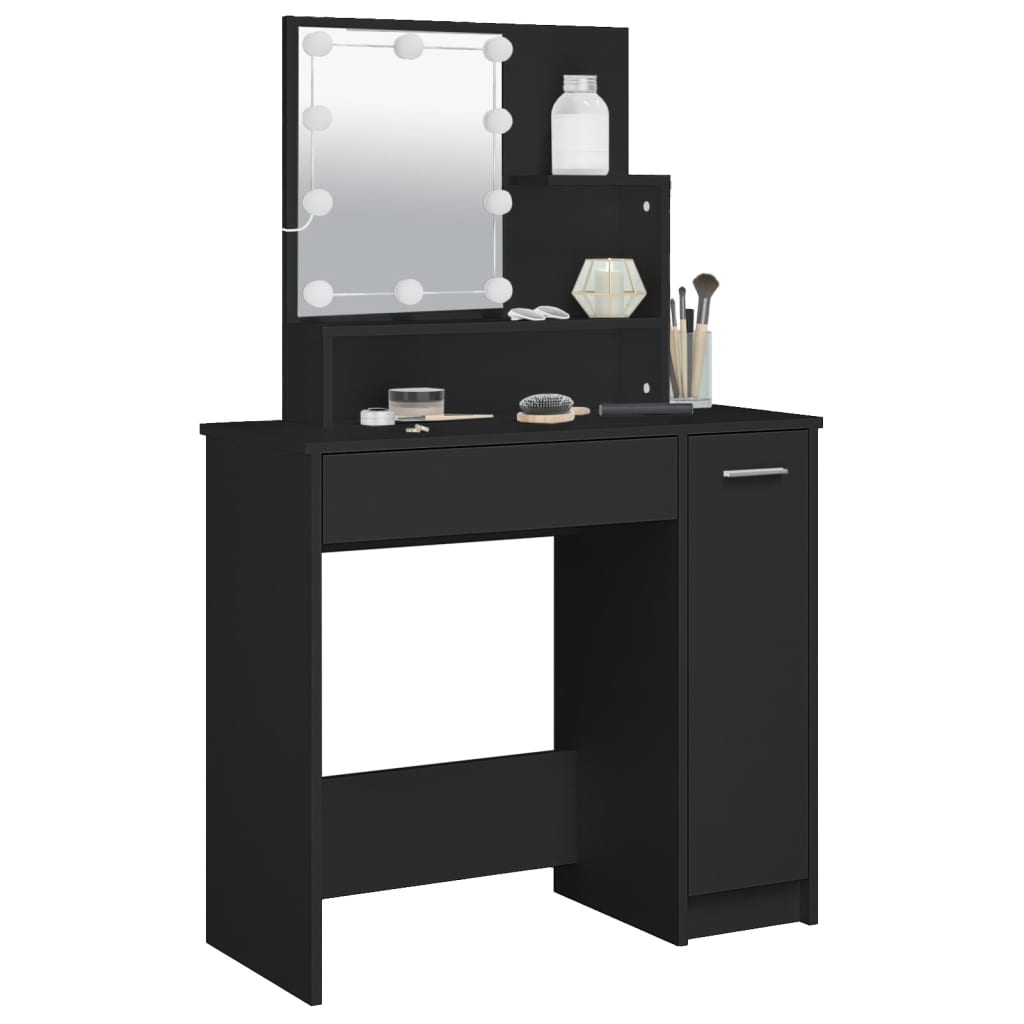 LED dressing table, black, 86.5x35x136 cm