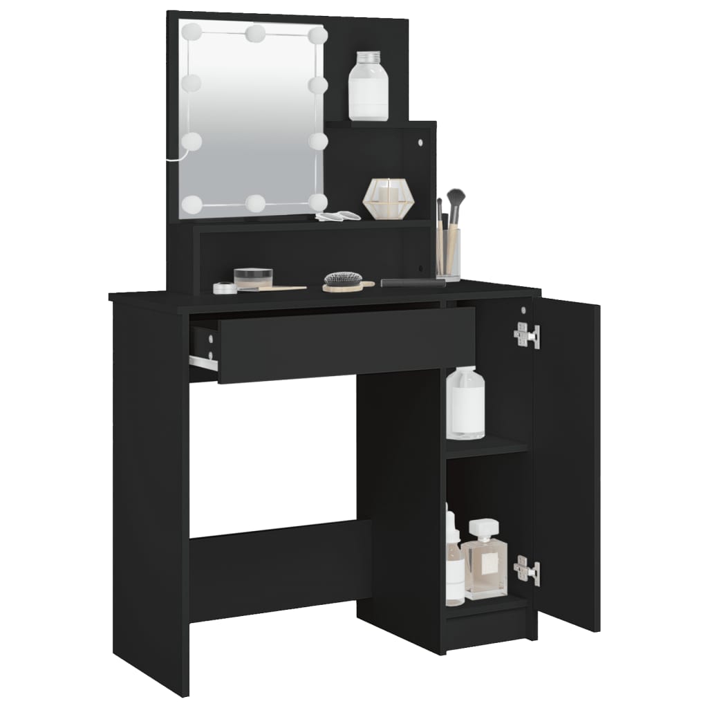 LED dressing table, black, 86.5x35x136 cm