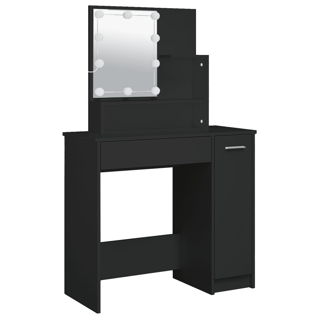 LED dressing table, black, 86.5x35x136 cm