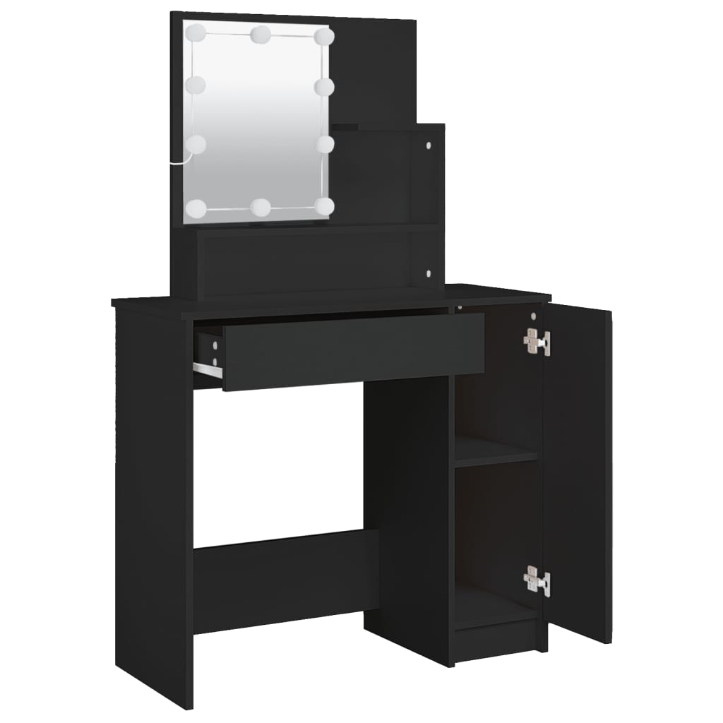 LED dressing table, black, 86.5x35x136 cm