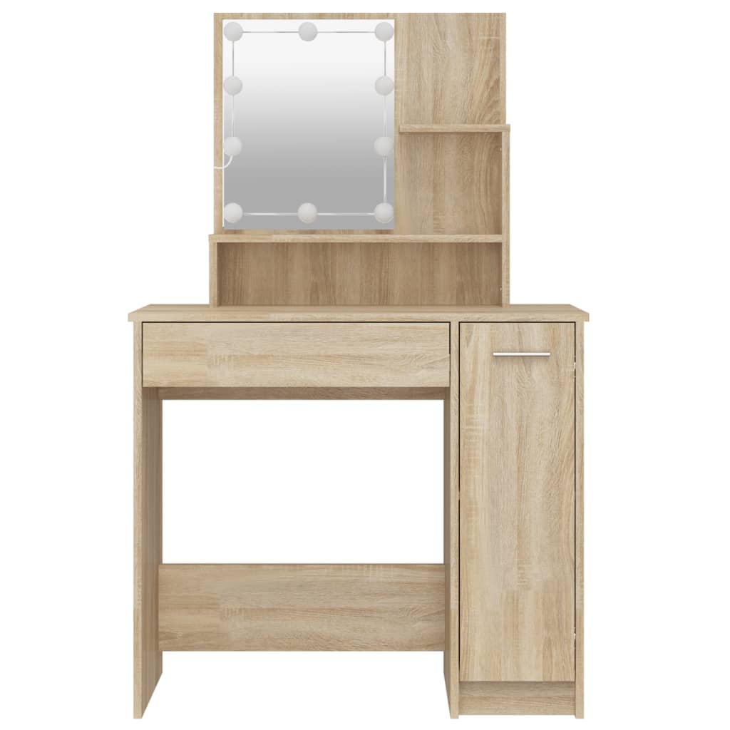 LED dressing table, sonoma oak, 86.5x35x136 cm