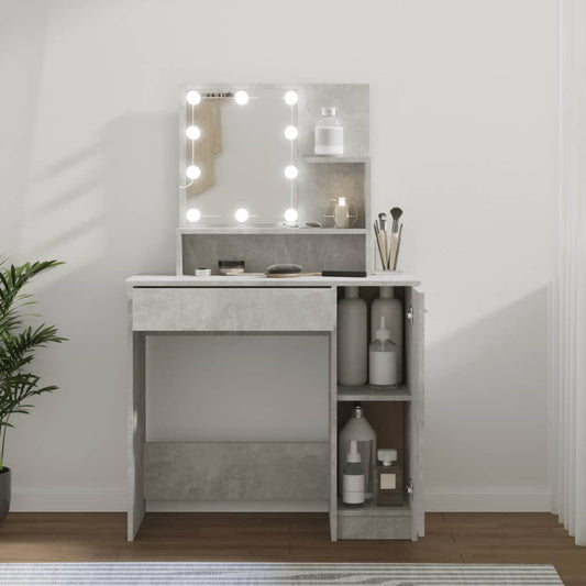 LED dressing table, concrete grey, 86.5x35x141 cm