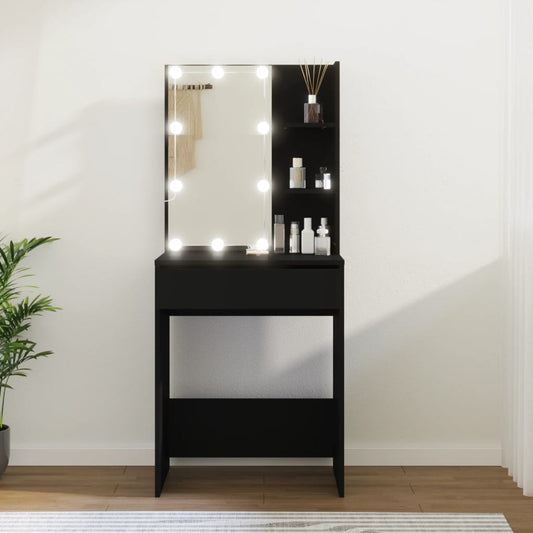 LED dressing table, black, 60x40x140 cm