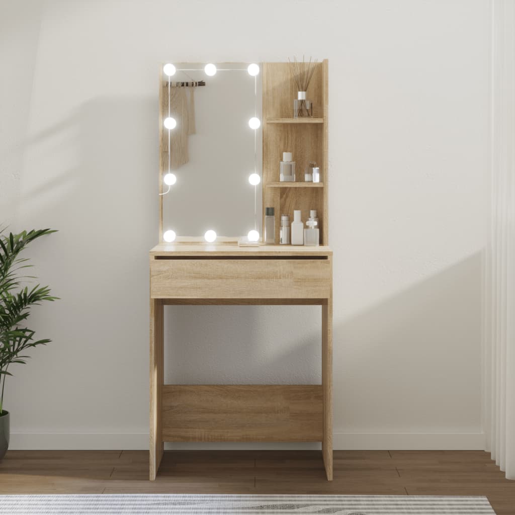 LED dressing table, sonoma oak, 60x40x140 cm