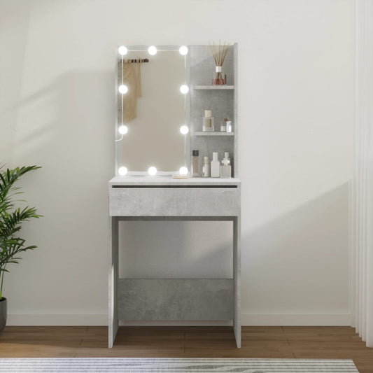 LED dressing table, concrete grey, 60x40x140 cm