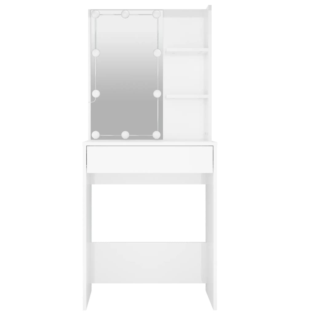 LED dressing table, high-gloss white, 60x40x140 cm