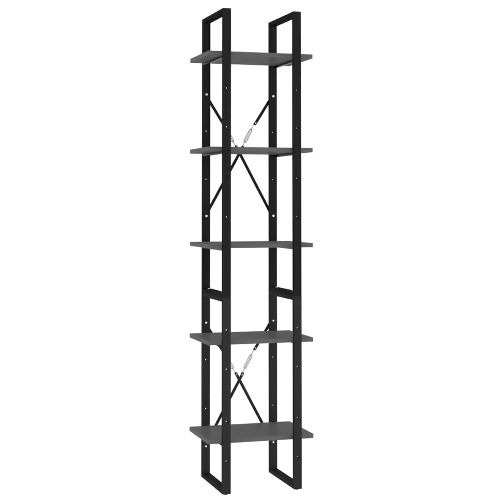 Bookcase with 5 shelves, white, 40x30x175 cm, processed wood