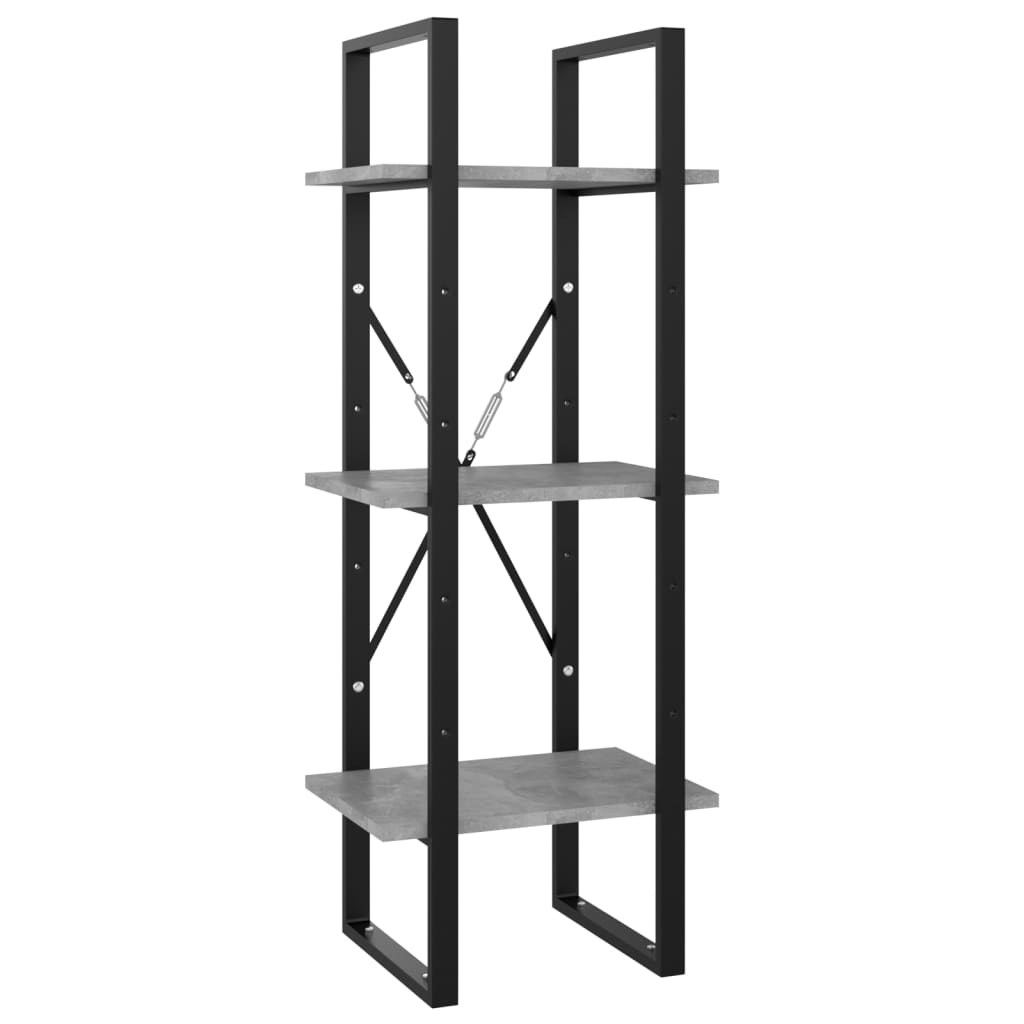 Bookcase with 5 shelves, concrete gray, 40x30x175 cm, processed wood