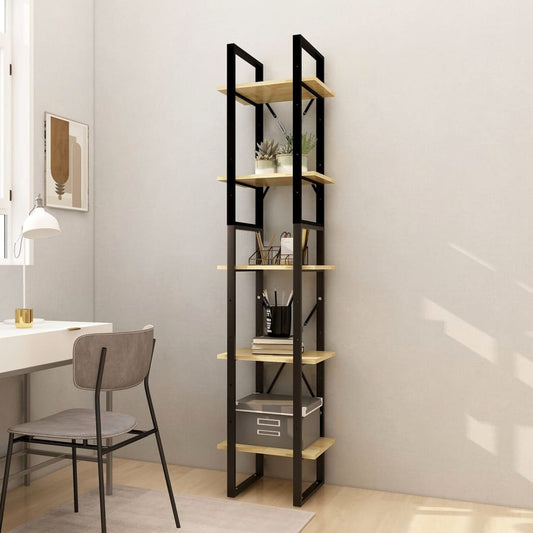 Bookcase with 5 shelves, 40x30x175 cm, solid pine wood