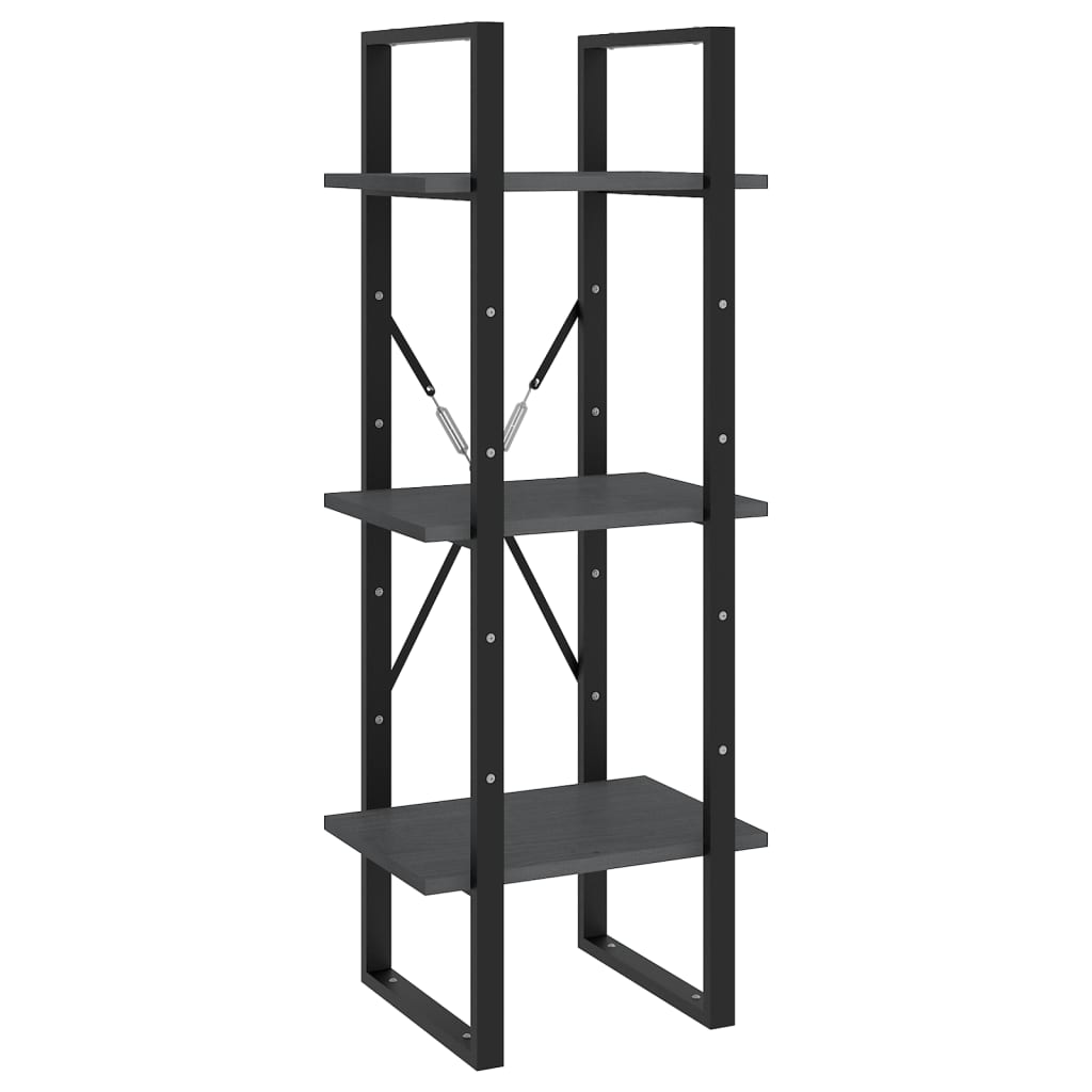 Bookcase with 5 shelves, gray, 40x30x175 cm, solid pine wood