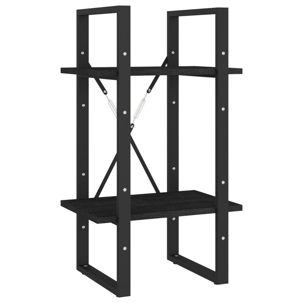 Bookcase with 5 shelves, black, 40x30x175 cm, pine wood