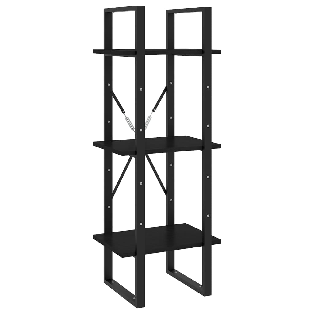 Bookcase with 5 shelves, black, 40x30x175 cm, pine wood