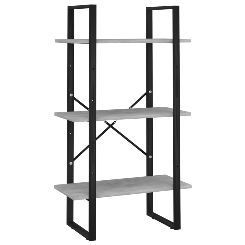 Bookcase with 5 shelves, concrete gray, 40x30x175 cm, processed wood