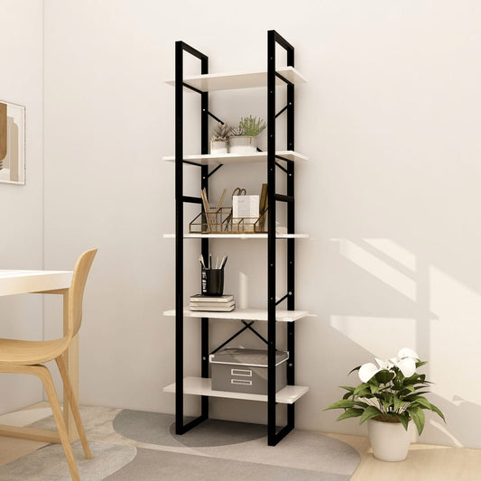 Bookcase with 5 shelves, white, 60x30x175 cm, solid pine wood