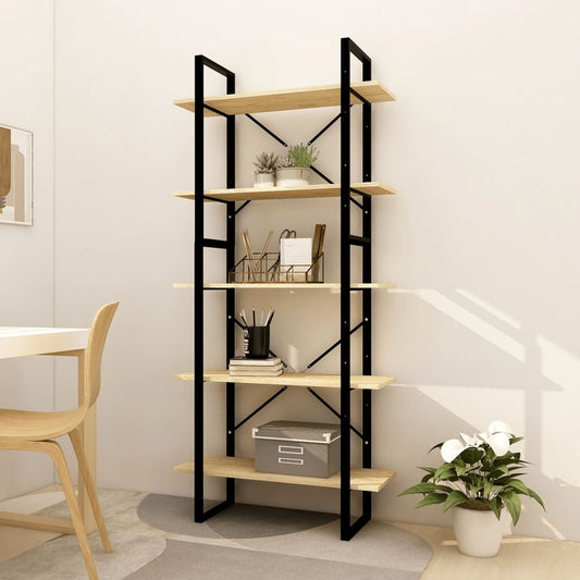 Bookcase with 5 shelves, 80x30x175 cm, solid pine wood