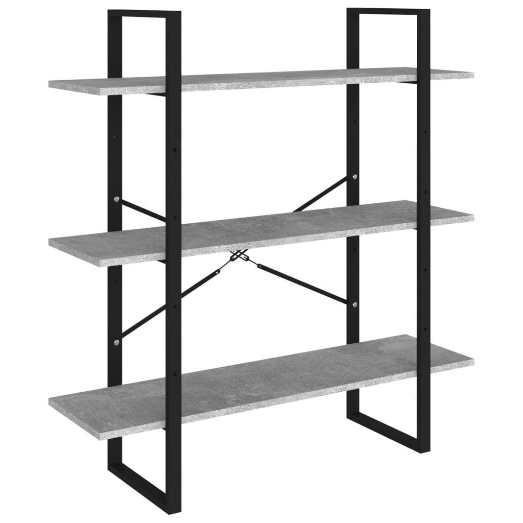 5-shelf bookcase, concrete gray, 100x30x175 cm, processed wood