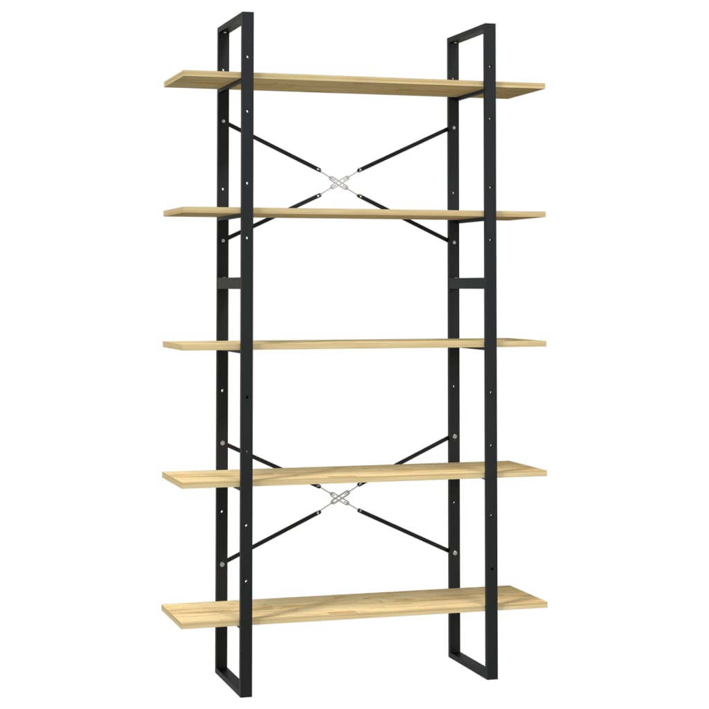 Bookcase with 5 shelves, 100x30x175 cm, solid pine wood