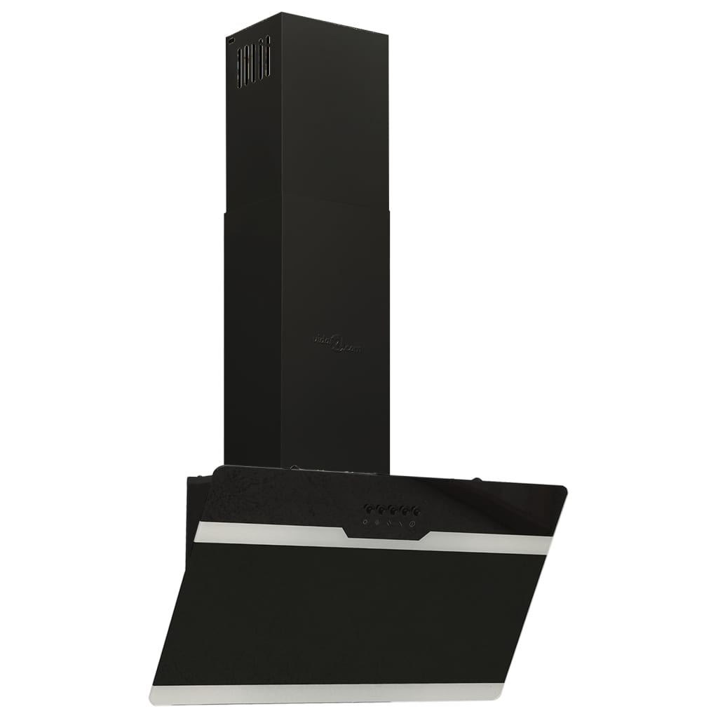 Wall-mounted hood, black, 60 cm, steel and tempered glass