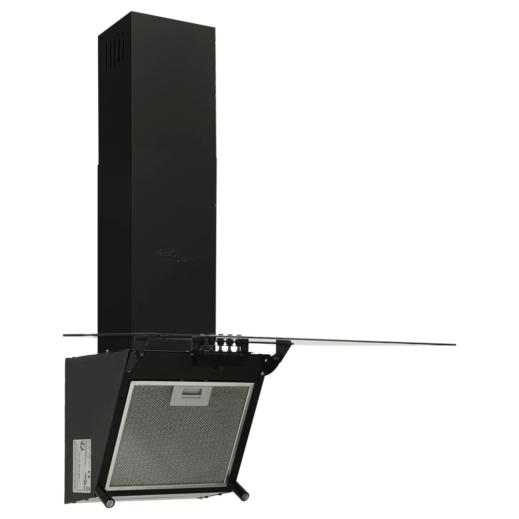 Wall-mounted hood, black, 60 cm, steel and tempered glass