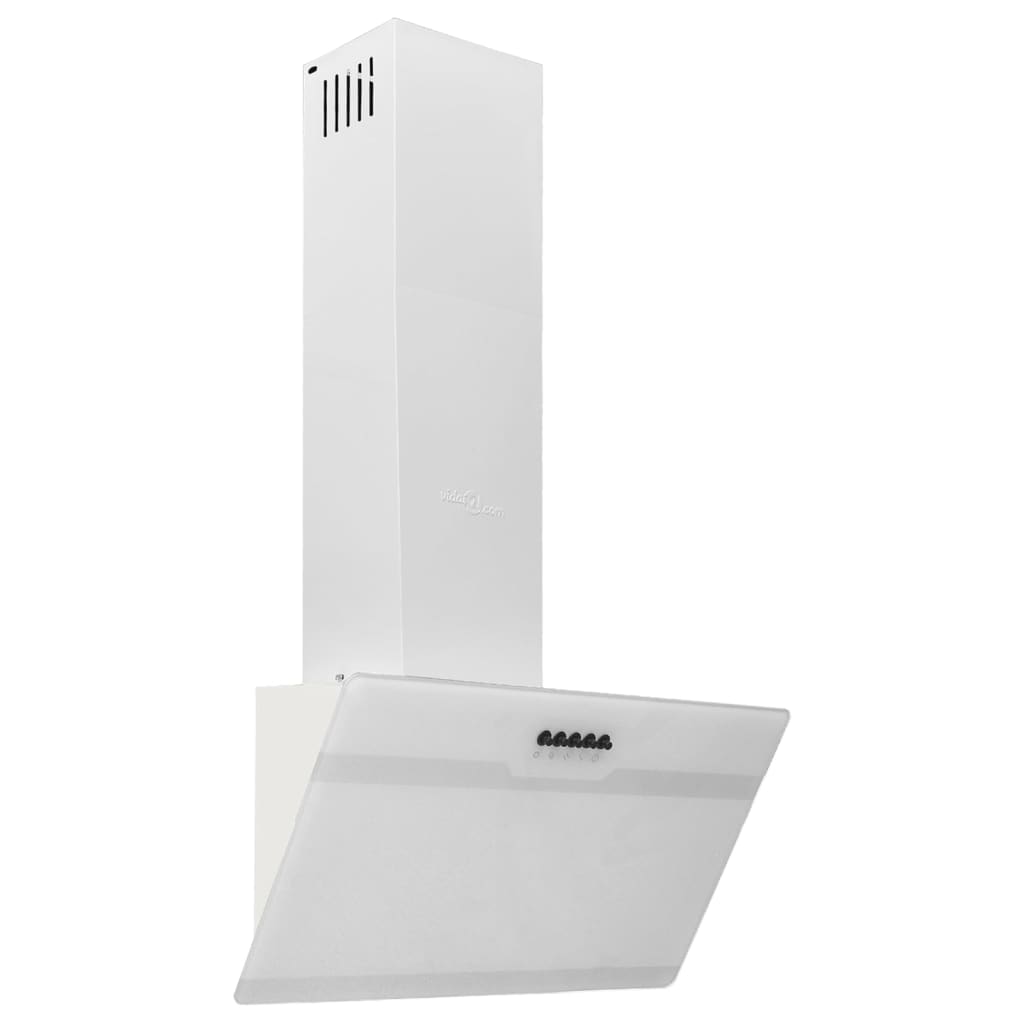 Wall-mounted hood, white, 60 cm, steel and tempered glass