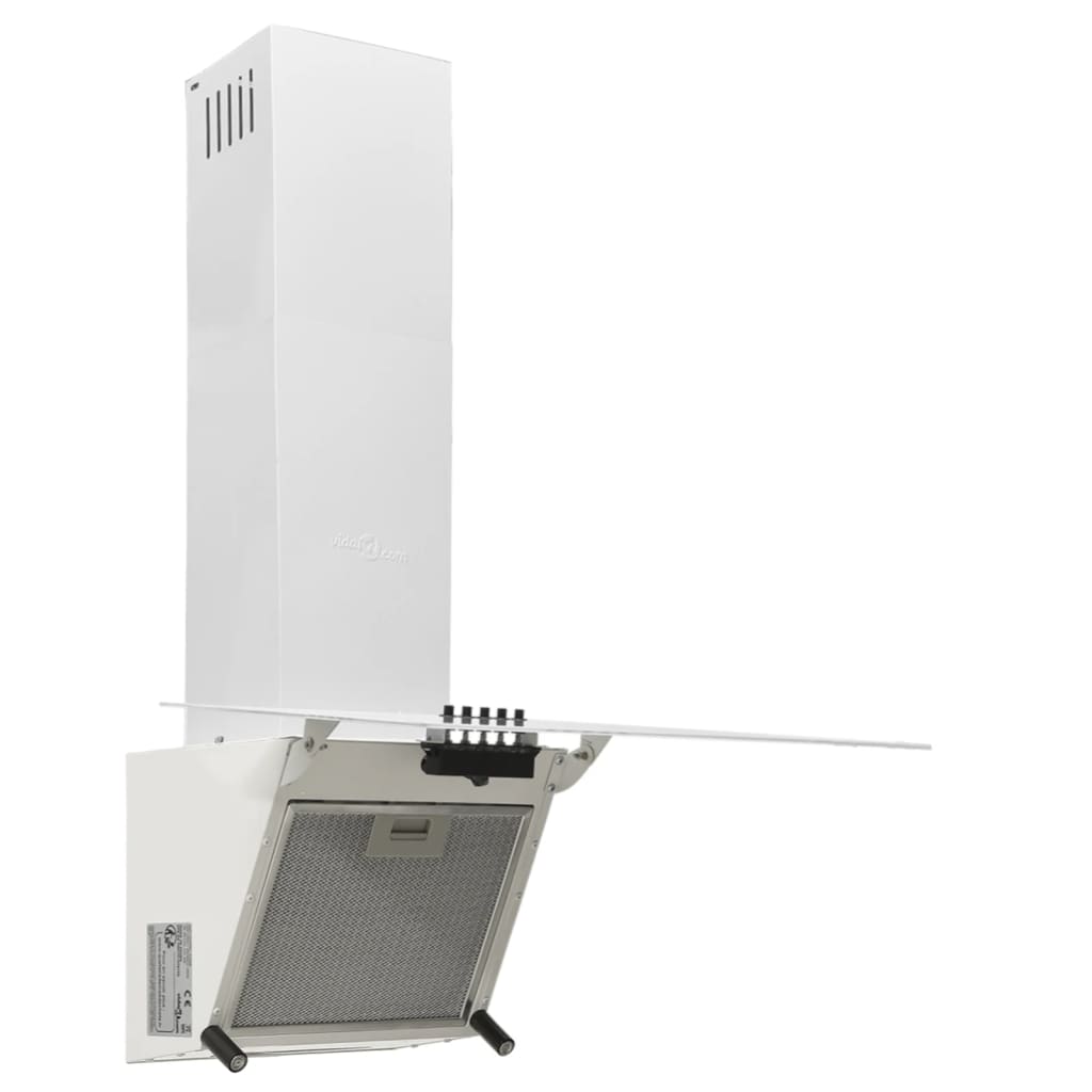 Wall-mounted hood, white, 60 cm, steel and tempered glass