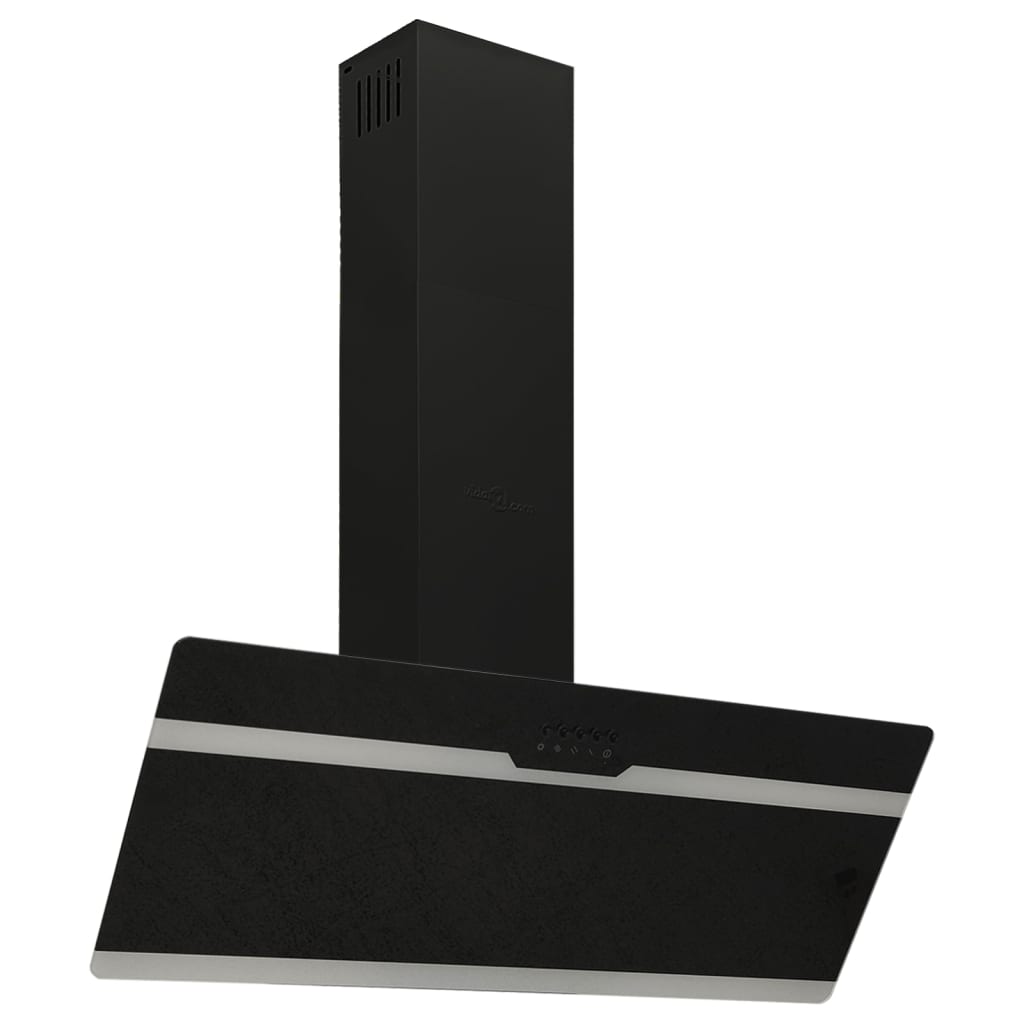 Wall-mounted hood, black, 90 cm, steel and tempered glass