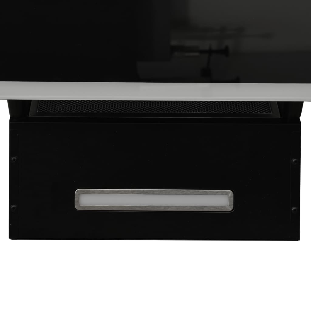 Wall-mounted hood, black, 90 cm, steel and tempered glass